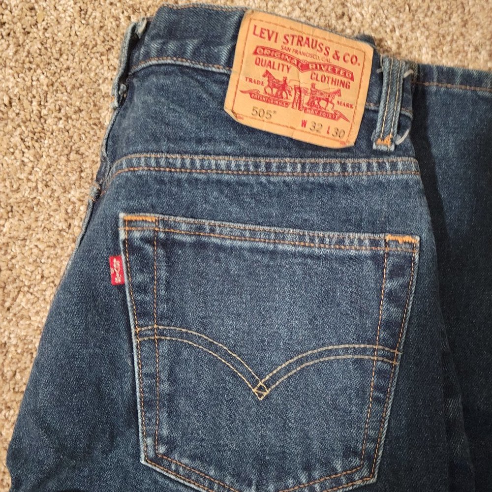 Levi's 505 Dark Wash Regular Fit Jeans 100% Cotton 32/30